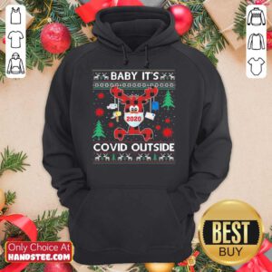Reindeer Face Mask 2020 Baby It’s Covid Outside Ugly Christmas Hoodie- Design By Handstee.com