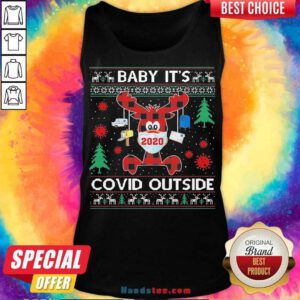 Reindeer Face Mask 2020 Baby It’s Covid Outside Ugly Christmas Tank-Top- Design By Handstee.com