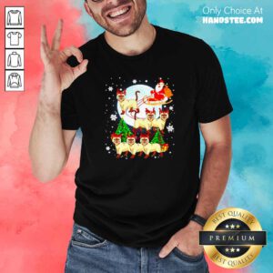 Nice Santa Claus riding Siamese Reindeer Merry Christmas Shirt- Design by handstee.com