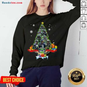Seattle Seahawks Player Signatures Christmas Tree Sweatshirt- Design By Handstee.com