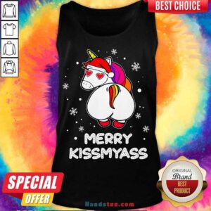 Unicorn Merry Kissmyass Ugly Christmas Tank-Top- Design By Handstee.com