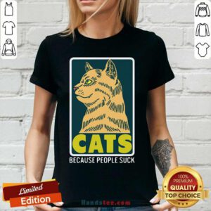 Official Cats Because People Suck V-neck- Design by handstee.com