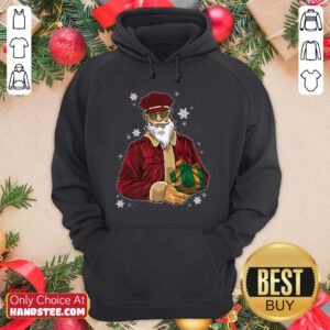 Cool Santa Police Officer Giving Gift On Xmas Hoodie- Design By Handstee.com