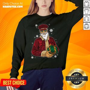 Cool Santa Police Officer Giving Gift On Xmas Sweatshirt- Design By Handstee.com