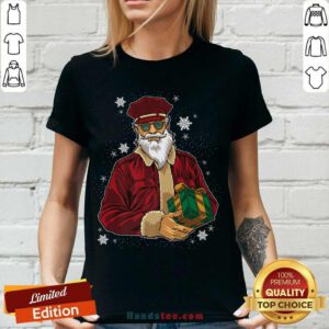 Cool Santa Police Officer Giving Gift On Xmas V-neck- Design By Handstee.com