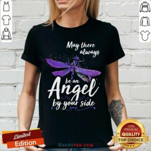 Official Dragonfly May There Always Be An Angel By Your Side V-neck - Design by handstee.com