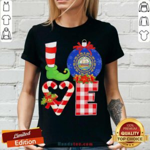 Elf Love Seal Of The State Of Hampshire 1776 Christmas V-neck- Design By Handstee.com