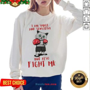 I Am Small And Sensitive But Also Fight Me Cat Boxing Sweatshirt- Design By Handstee.com