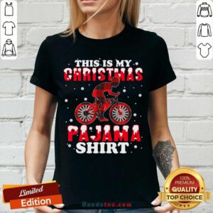 Official Mountain Biking This Is My Christmas Pajama v-neck - Design by handstee.com