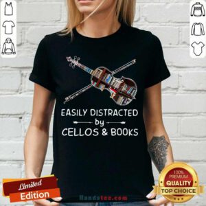 Official Music Violin Easily Distracted By Cellos And Books V-neck - Design by handstee.com