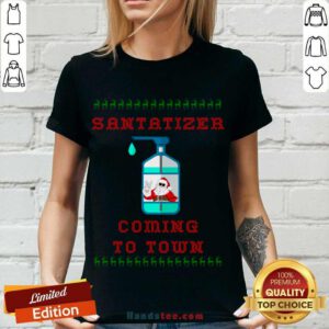 Santa Sanitizer Funny Christmas V-neck- Design By Handstee.com