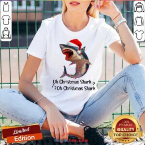 Shark Santa Light Oh Christmas Shart Oh Christmas Shark V-neck- Design By Handstee.com