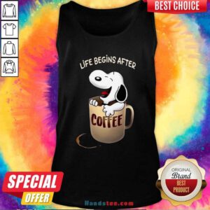 Official Snoopy Life Begins After Coffee Tank Top - Design by handstee.com