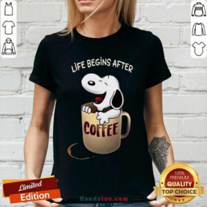Official Snoopy Life Begins After Coffee V-neck - Design by handstee.com