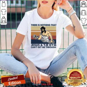 There Is Nothing That Jesus And The Gym Can’t Get Me Through Vintage Retro V-neck- Design By Handstee.com
