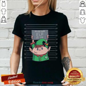 Elf Mugshot Funny Christmas Elves Police Officer Policemen V-neck- Design By Handstee.com