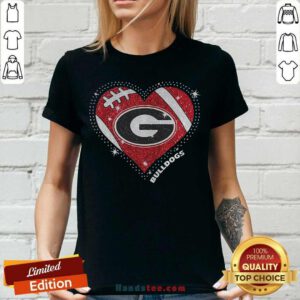 Georgia Bulldogs Football Diamond Heart V-neck- Design By Handstee.com