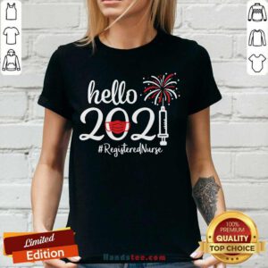 Hello 2021 Registered Nurse Face Mask Christmas V-neck- Design By Handstee.com