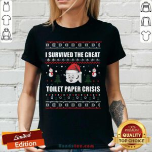 I Survived Great Toilet Paper Crisis Ugly Christmas V-neck- Design By Handstee.com