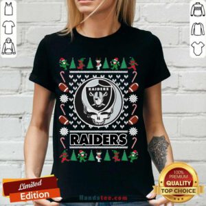 Las Vegas Raiders Grateful Dead Ugly Christmas V-neck- Design By Handstee.com