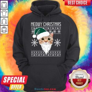 Meowy Christmas Santa Ugly Christmas Hoodie- Design By Handstee.com