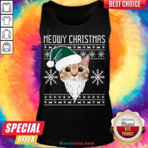 Meowy Christmas Santa Ugly Christmas Tank-Top- Design By Handstee.com