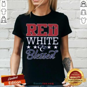Original Red White And Blessed Vintage V-neck - Design by handstee.com