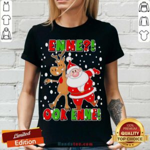 Santa Claus And Reindeer Enne Ook Enne Christmas V-neck- Design By Handstee.com