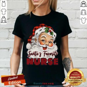 Santa’s Claus Favorite Nurse Christmas 2020 V-neckDesign By Handstee.com