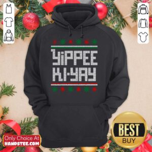 Yippee Ki Yay Funny Christmas Cross Stitch Pullover Hoodie- Design By Handstee.com