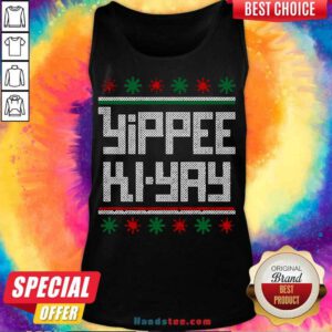 Yippee Ki Yay Funny Christmas Cross Stitch Pullover Tank-Top- Design By Handstee.com