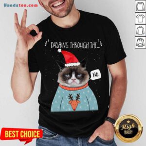 Cat Santa Dashing Through The No Merry Christmas Shirt- Design By Handstee.com