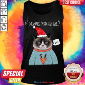Cat Santa Dashing Through The No Merry Christmas Tank-Top- Design By Handstee.com