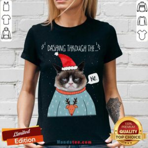 Cat Santa Dashing Through The No Merry Christmas V-neck- Design By Handstee.com