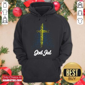 God Jul Sweden Flag Tree Hoodie- Design By Handstee.com
