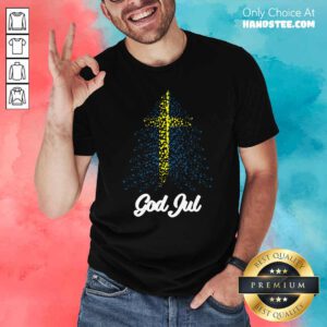 God Jul Sweden Flag Tree Shirt- Design By Handstee.com