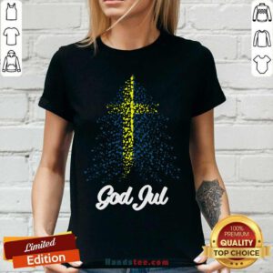 God Jul Sweden Flag Tree V-neck- Design By Handstee.com