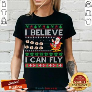 I Believe I Can Fly Christmas Gift V-neck- Design By Handstee.com