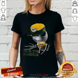 Jack Skellington Fear The Green Bay Packers V-neck- Design By Handstee.com
