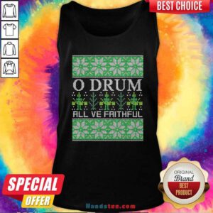 O Drum All Ye Faithful Bass Drum Tacky Ugly Christmas Tank-Top- Design By Handstee.com