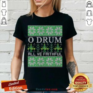 O Drum All Ye Faithful Bass Drum Tacky Ugly Christmas V-neck- Design By Handstee.com