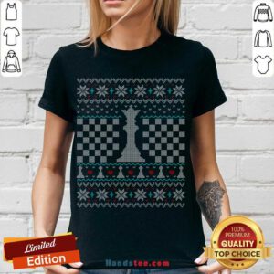 Queen Chess Piece Ugly Christmas Sweater Design V-neck- Design By Handstee.com