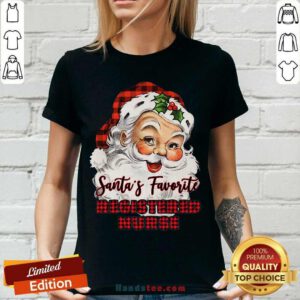 Santa’s Claus Favorite Registered Nurse Christmas 2020 V-neck- Design By Handstee.com