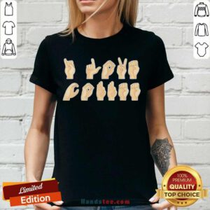 Premium ASL I Love Coffee Caffeine American Sign Language V-neck - Design by handstee.com