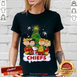 Snoopy The Peanuts Kansas City Chiefs Christmas V-neck- Design By Handstee.com