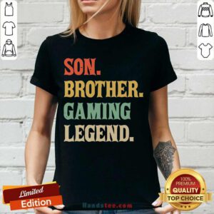 Premium Son Brother Gaming Legend Vintage Teenage Boys 8 12 Year Old V-neck- Design by handstee.com