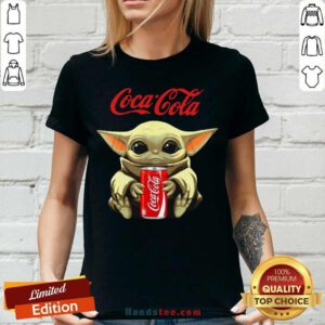 Star Wars Baby Yoda Hugs Coca Cola Soft Drink V-neck- Design By Handstee.com