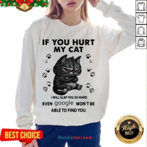 If You Hurt My Cat I Will Slap You So Hard Even Google Won’t Be Able To Find You Sweatshirt- Design By Handstee.com