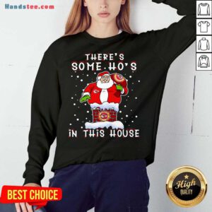 Kansas City Chiefs Christmas There Is Some Hos In This House Santa Stuck In The Chimney NFL Youth Sweatshirt- Design By Handstee.com