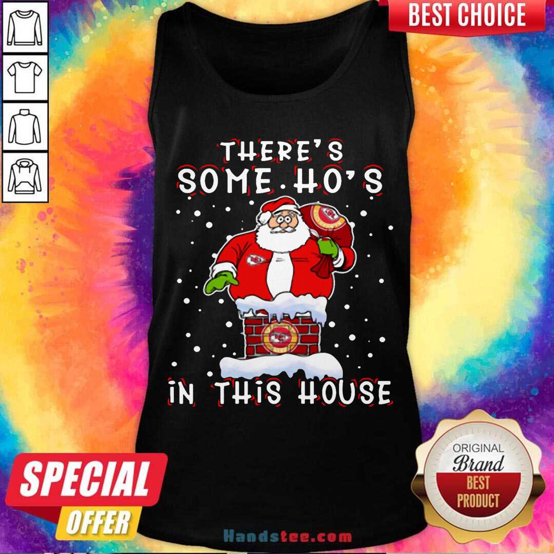 Kansas City Chiefs Christmas There Is Some Hos In This House Santa Stuck In The Chimney NFL Youth Tank-Top- Design By Handstee.com